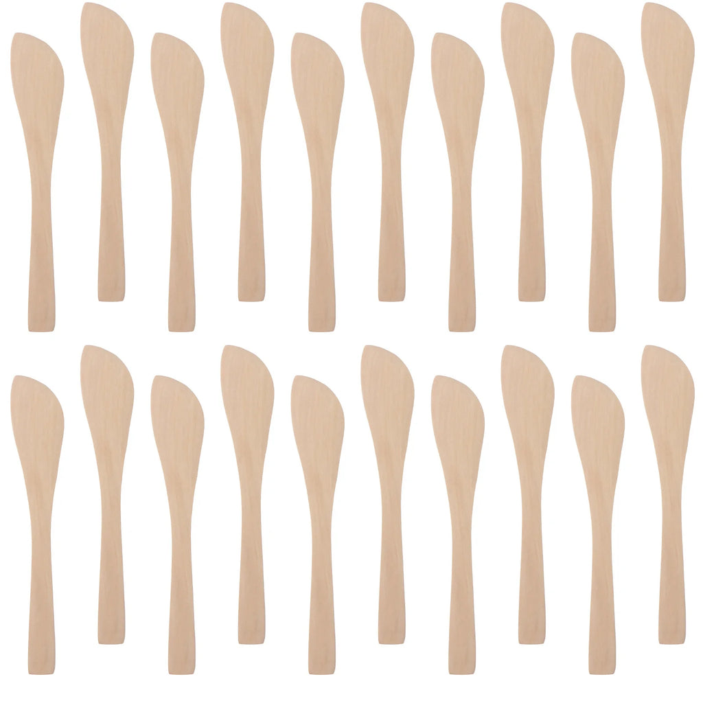 20Pcs Wooden Dumpling Filling Spoons Natural Eco-Friendly Kitchen Tools Dough Cutter Butter Jam Spreader Mask Applicator