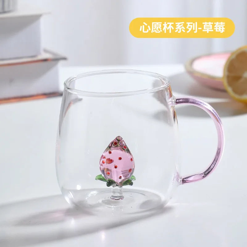 3D Cartoon Animal Shape Glass Cup for Home, Cute Water and Coffee, Single Layer Cup with Guests, Juice and Cold Drink