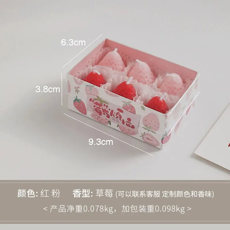 Red Pink Strawberry Scented Candle Gift Box Room Fragrance Ornament Girlfriend Souvenir Photo Props Aromatherapy Candles