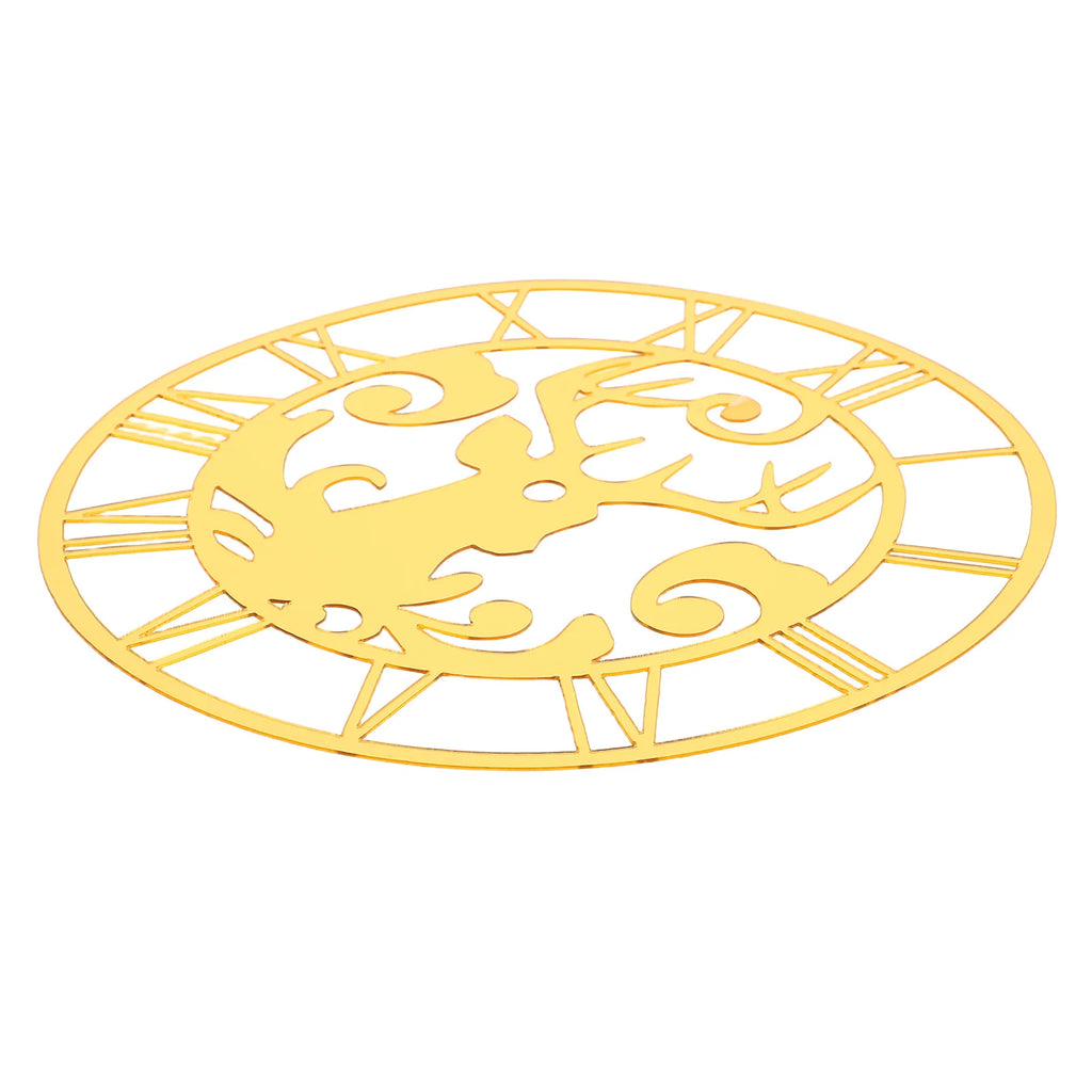 Deer Wall Sticker Clock Round Acrylic Mirror Silent DIY Frameless Decorative Wall Clock for Living Room Bedroom Office