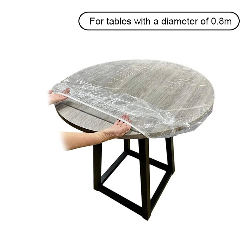 10pcs Fitted Round Tablecloth Transparent Waterproof Oil-Proof Table Cover Protector Cloth Dinning Table Table Covers Home