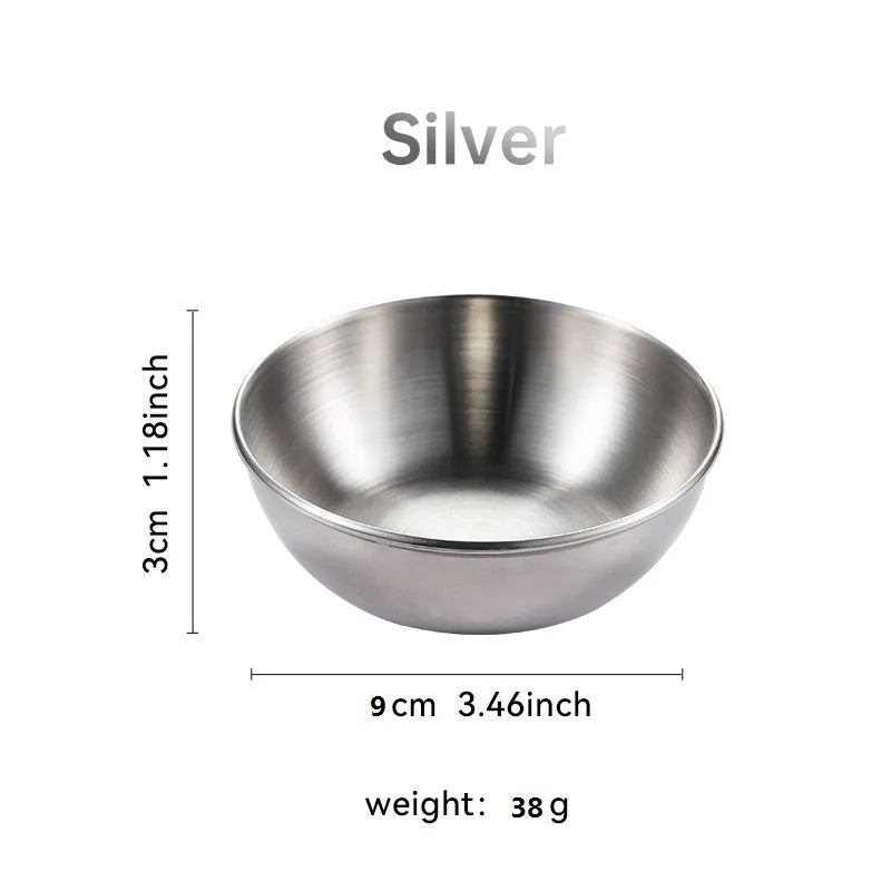 D5 1-2Pcs Stainless Steel Sauce Dishes Appetizer Seasoning Serving Dishes Set Tray Spice Plates Kitchen Tea Coffee Cup Tableware