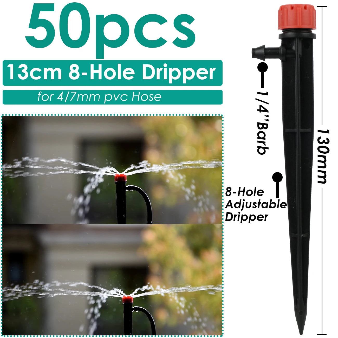 KESLA 1/4'' Hose Garden Micro Drip Irrigation Automatic Watering System Kit 13CM Sprinkler for Pot Flowers Vegetables Greenhouse