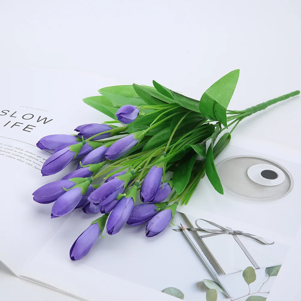 35CM Artificial Magnolia Flower Bud Restaurant Hotel Dining Table Decoration Silk Flower Balcony Scenery Small Magnolia Flowers