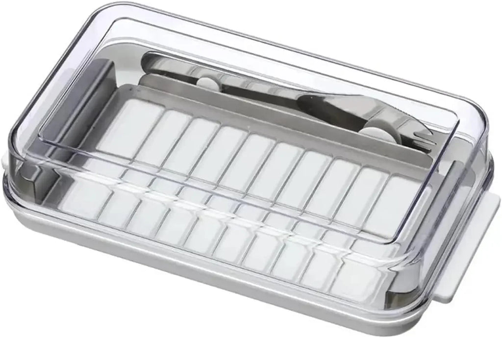 Butter Storage Box 2-in-1 Butter Dish with Clear Lid and Cutter Slicer Cutter Box Airtight Rectangular Butter Storage