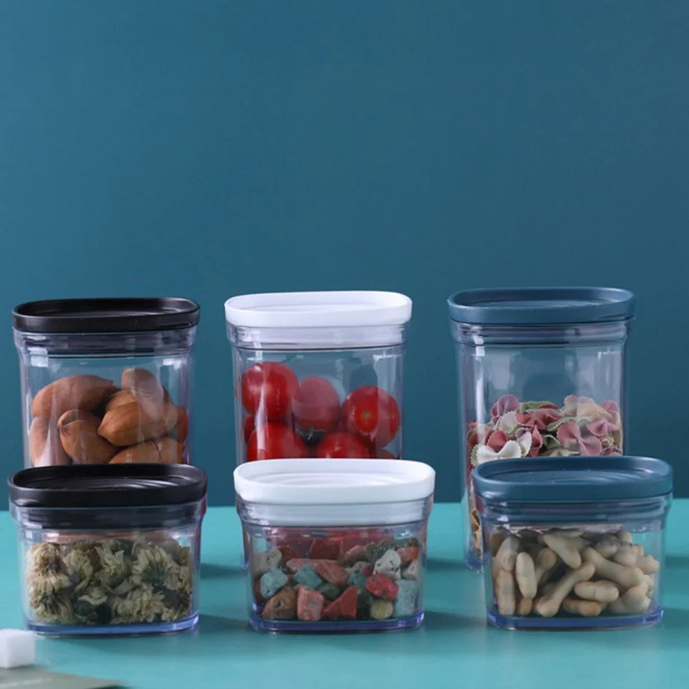 2Pcs Transparent Plastic Storage Jar Thickened Airtight Silicone Seal Lid Container for Kitchen Dry Fruits Nuts Snacks Food