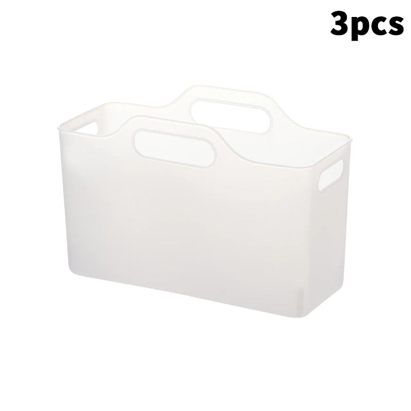 3Pcs With Handle Baskets, Multipurpose Storage Box, Ideal For Storing Cleaning Supplies Or Groceries In The Bathroom And Kitchen