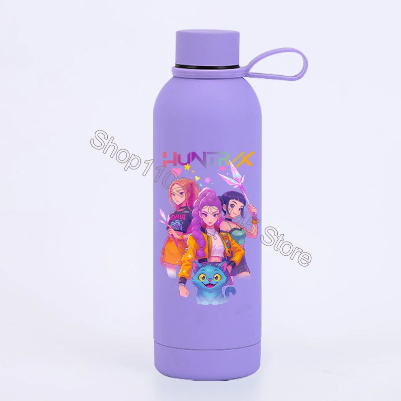 K Pop Demon Huntersd Water Bottles Kawaii Cartoon Thermos Bottle Kids Winter Outdoor Sports Water Cup Children Christmas Gifts
