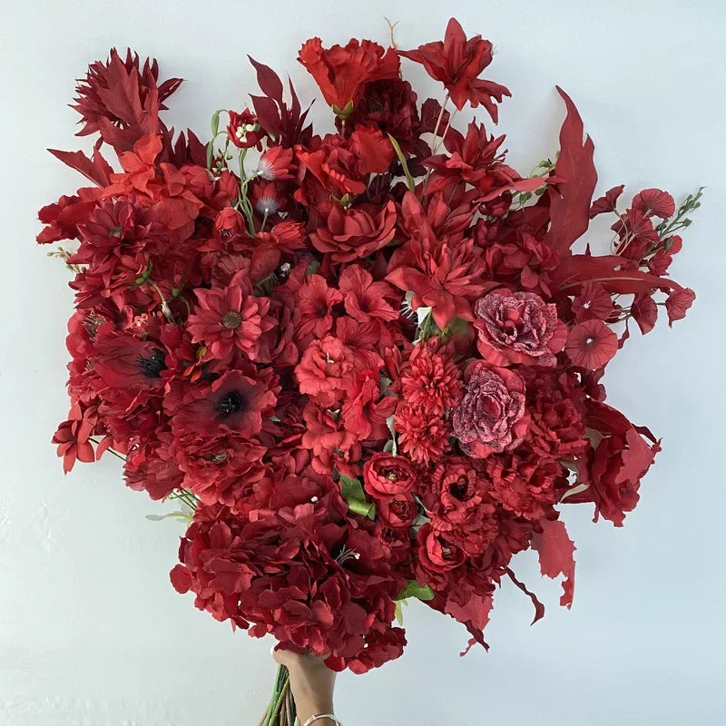 Red Series Artificial Flowers Peonies Roses Wedding Arch Holiday Party Decoration Fake Flower Simulation Rose Plant Floral
