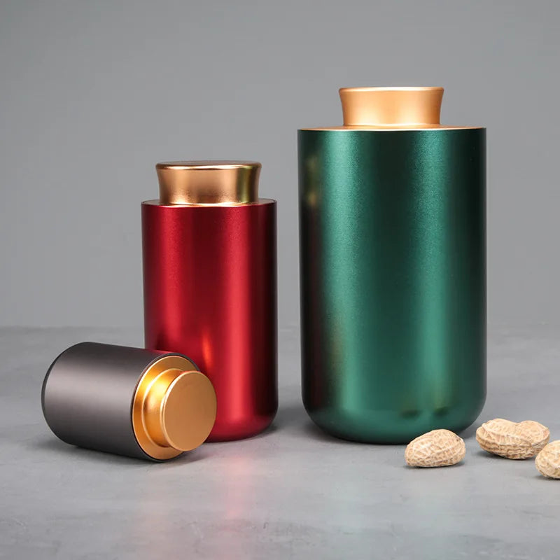 Airtight Jar - Safe Proof Durable Multi-Use Portable Metal Spice Jar Container Waterproof Aluminum Screw-top Lid Lock Odor Case