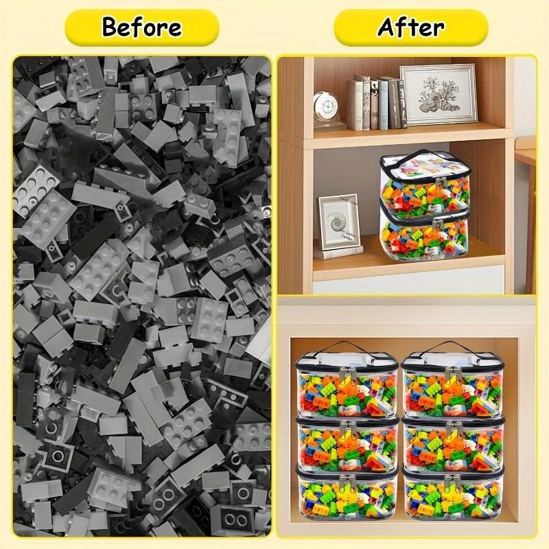 Building Block Storage Box Large Capacity Toy Organizer Container with Lid Stackable Space Saving Home Closet Playroom Storage