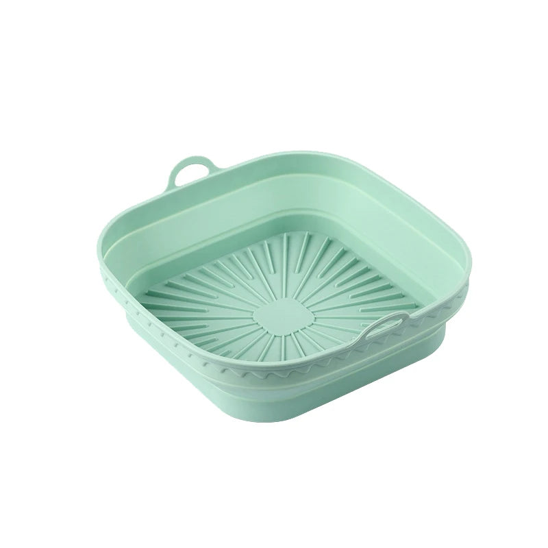 1Pcs Silicone Air Fryer Oven Baking Tray Pizza Fried Chicken Basket Pad Air-fryer Pot Food Plate Reusable Airfryer Pan Liner