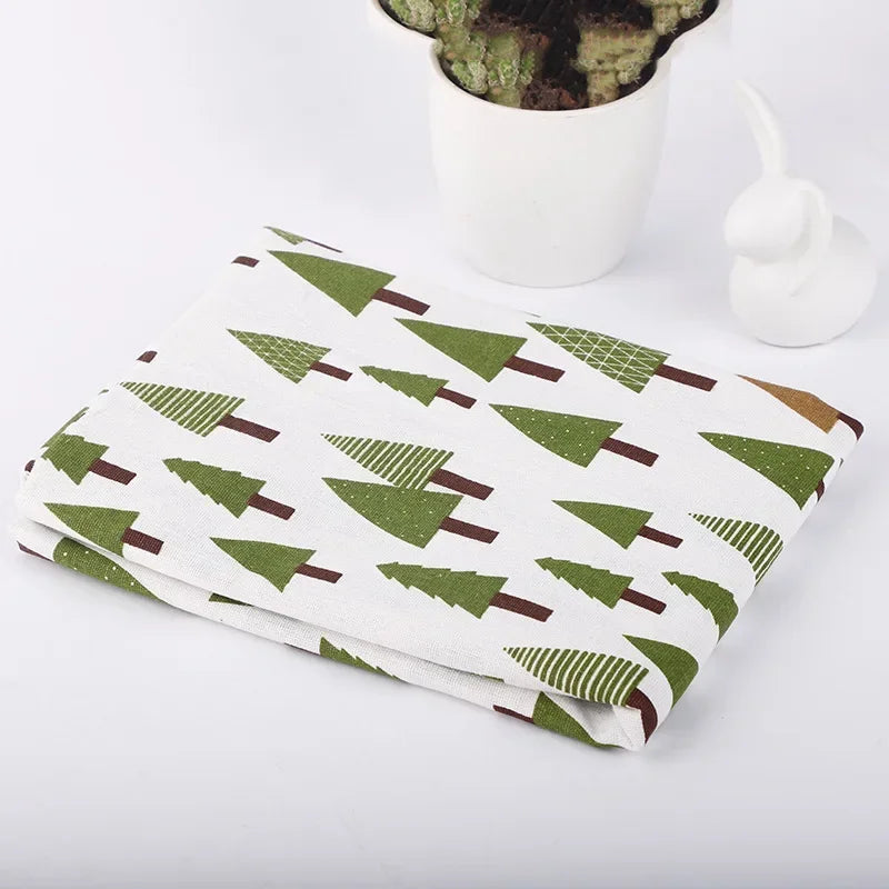 Printed Linen Cotton Fabric Cloth For Curtain Christmas Home Tablecloth Table Runner Pillow Cushion Handwork Sewing Placemat Bag
