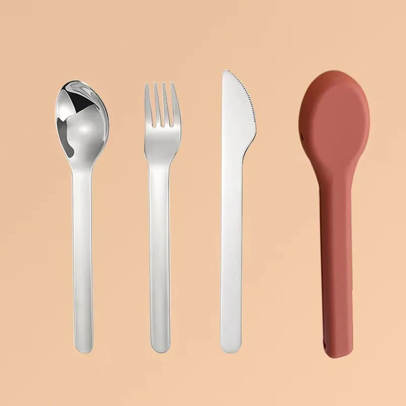 3-Piece Portable Flatware Pocket Utensils Set  Fork Spoon Knife Set with Case for Lunch Travel Camping School Work Picnics