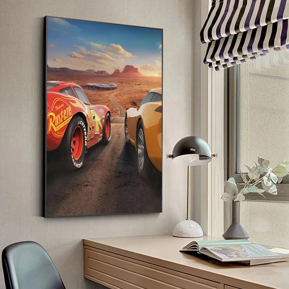 MINISO Kids Cartoon Speed Car Disney Home Living Room Bedroom Decorative Wall Art Anime Posters Mural Wall Art Canvas HD Prints