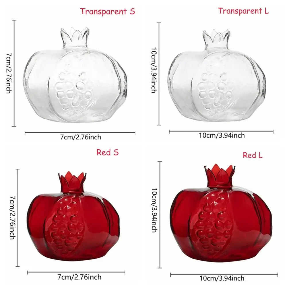 Creative Red Pomegranate Glass Vase Pomegranate Transparent Hydroponic Flower Vase Glass Handmade Fruit Vase Desktop