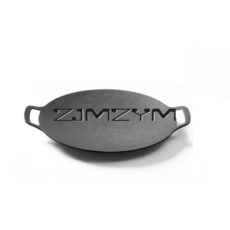 Round Grill Pan Thick Cast Iron Frying Pan Flat Pancake Griddle Non-stick Maifan Stone Cooker Barbecue Tray BBQ Pan