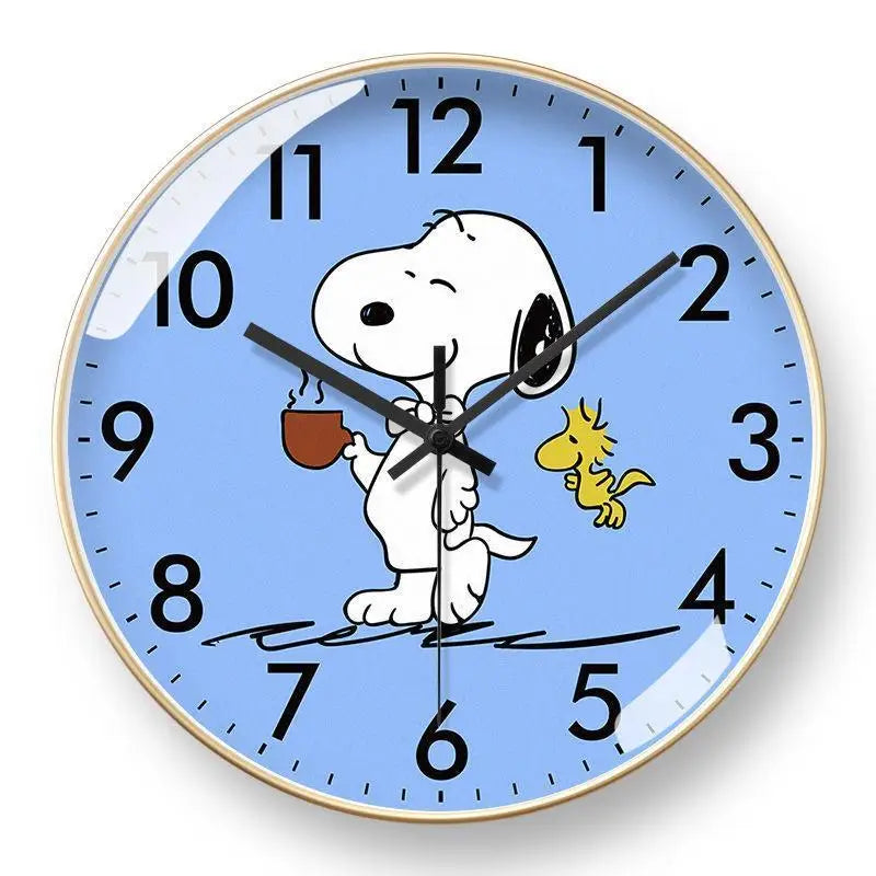 Snoopy cartoon wall clock around the anime home living room dining room children's room learning wall hanging quartz clock