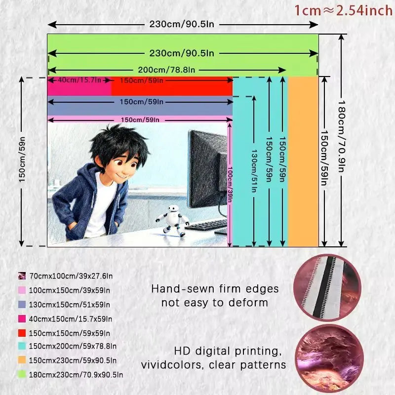 1PC Big Hero 6 Hiro Hamada Baymax Anime Tapestry, Modern Polyester Wall Art Decor for Kids Room Bedroom Dorm, Movie Fan Gift