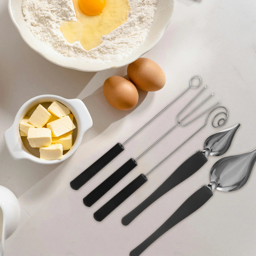 1Set Stainless Steel Chocolate Decorating Spoon Sauce Drizzle Spoon Candy Dipping Fork Cake Baking Tools Decorating Pastries