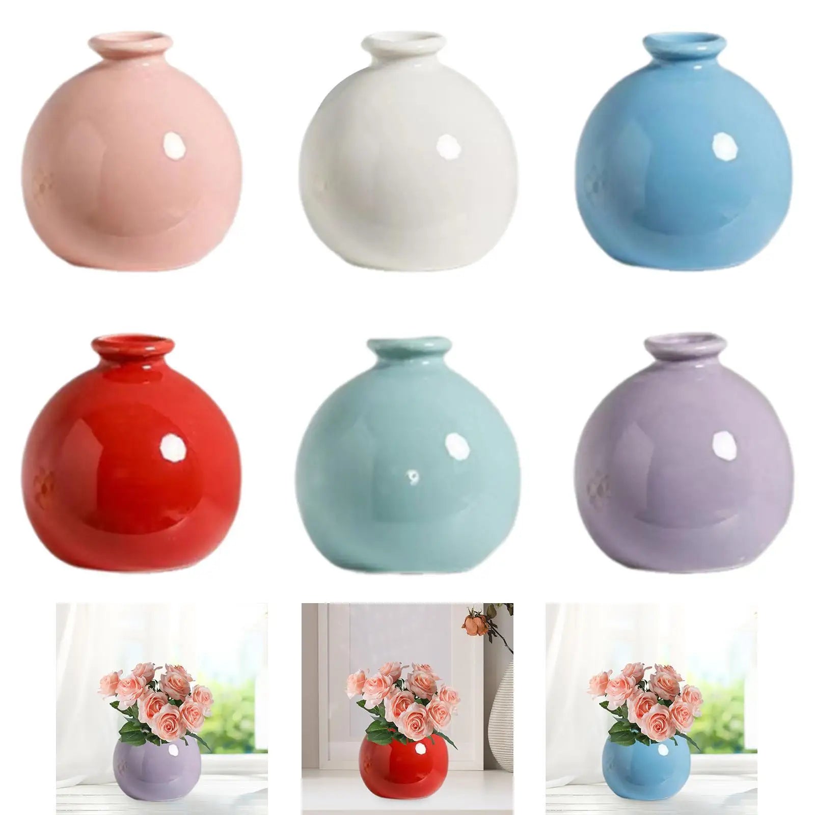 Plant Pot Flower Arrangement Table Centerpiece Home Small Desktop Office Minimalist Kitchen Shelf Ceramic Flower Vase Decoration