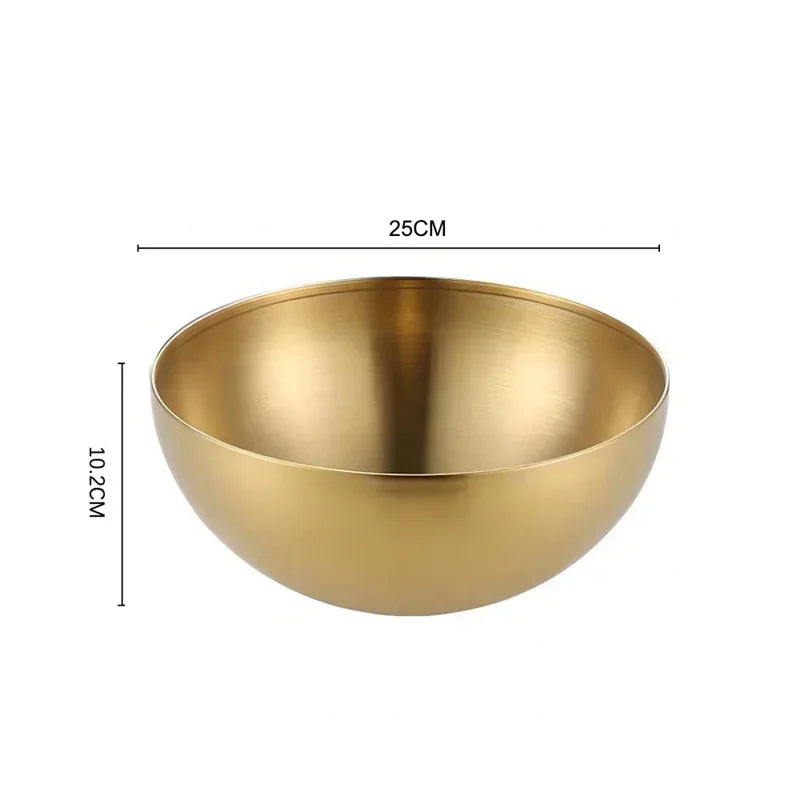 Thick Stainless Steel Fruit Salad Bowls 15cm/20cm/25cm Soup Rice Noodle Ramen Bowl Mixing Bowls Food Container Kitchen Tableware