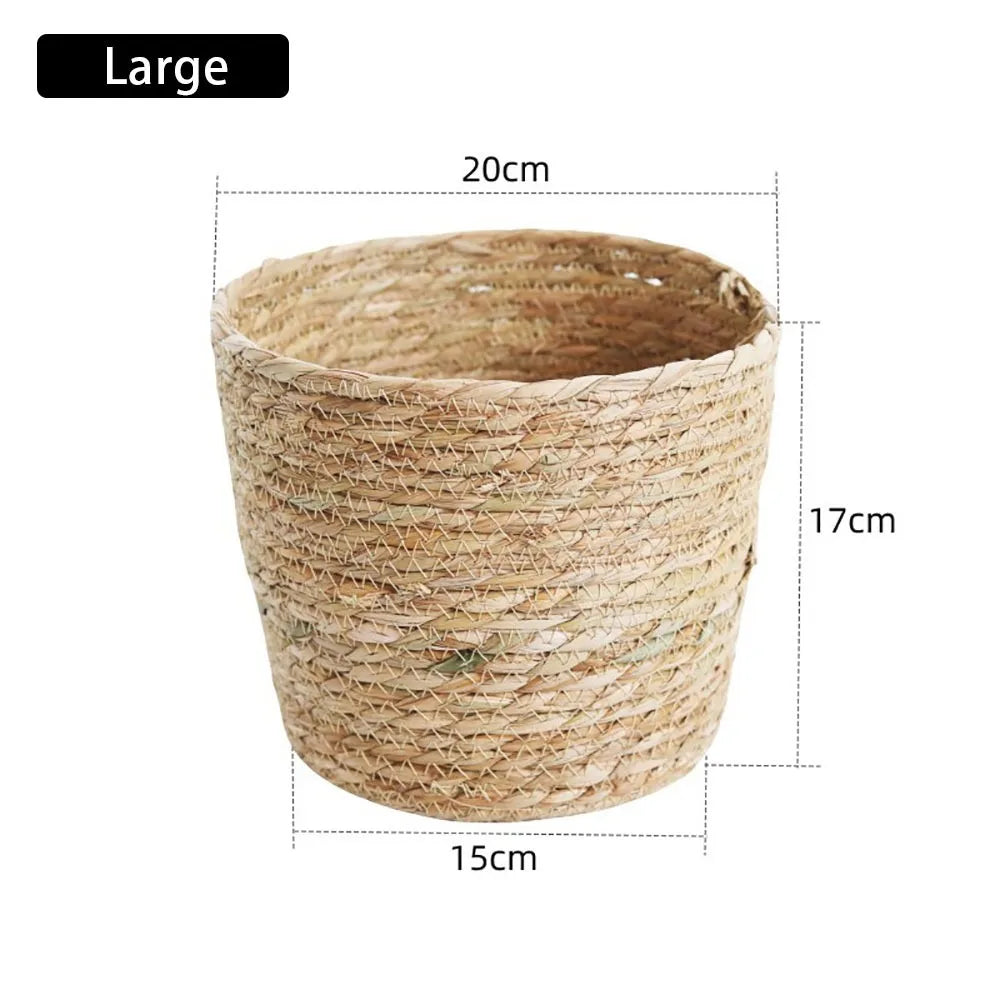 1Pcs For Garden Terraces Flower Pot Basket Rattan Straw Planter Basket Grass Woven Flowerpot Furniture Decoration Mini/S/M/L