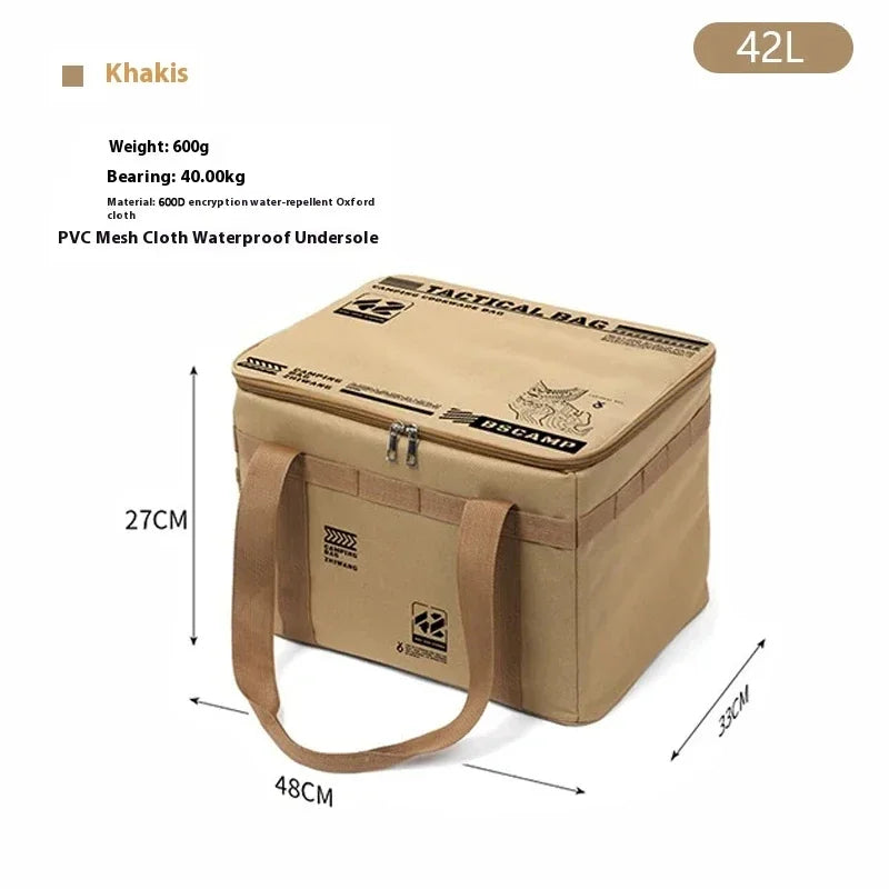 42L Tactical Camping Storage Bag Insulated Folding Box Waterproof Picnic Tableware Field Equipment Outdoor Gear Organizer