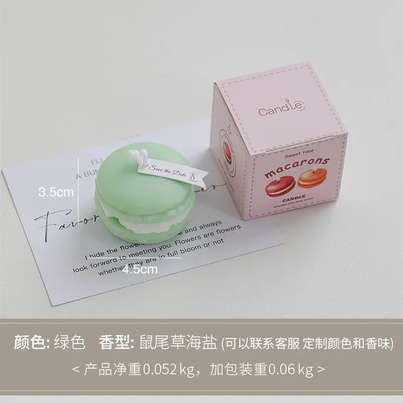 Macaron Aromatherapy Candle Lavender Peach Chamomile Cake Modelling Dessert Candles Home Decoration Gift for Party Wedding