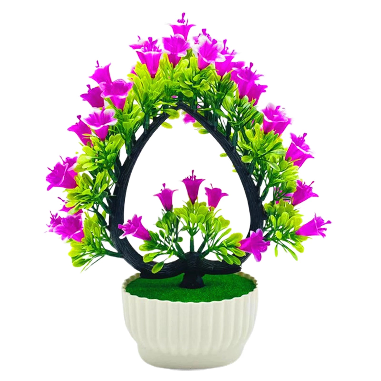 Artificial Flower Bonsai Realistic UV Resistant Plastic Easy Care Fake Flowers Bonsai for Outdoor