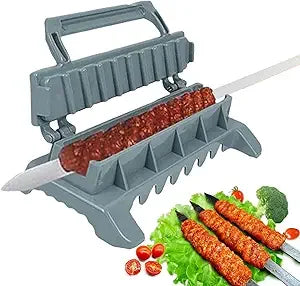 Kabob Skewers Flat Metal BBQ Barbecue Skewer with Wooden Handle Stainless Steel Kabob Skewers for Brazilian Koobideh Persian