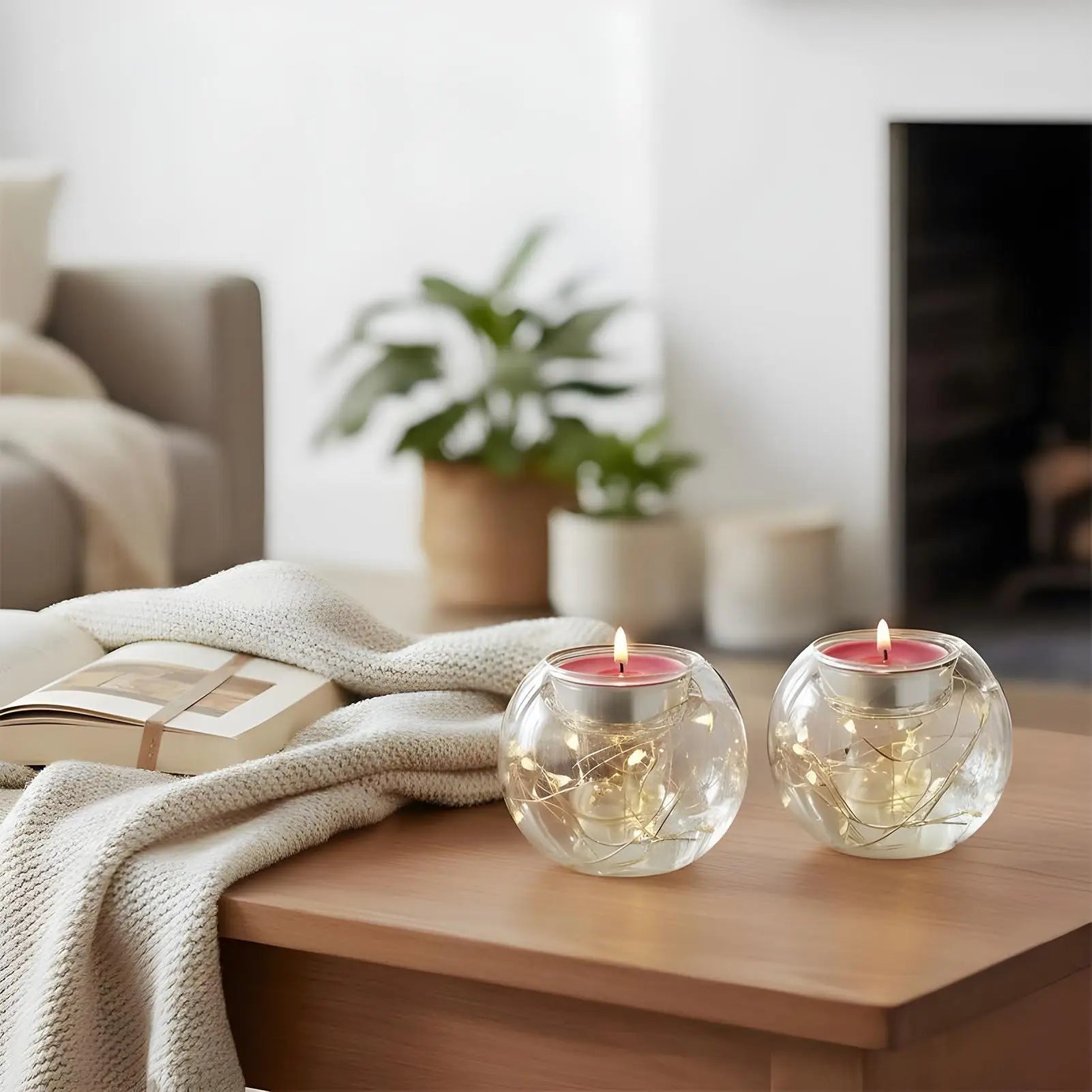 Floating Candle Holders Glass Heat Resistant Festive Table Centerpiece Christmas Tea Lights Candle Holder For Party Tree Wedding