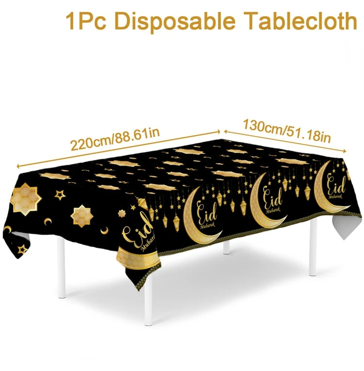 Eid Mubarak Tablecloths Ramadan Decoration for Home 2025 Islamic Muslim Party Decor Ramadan Tableware Supplies Eid Al Adha Gift