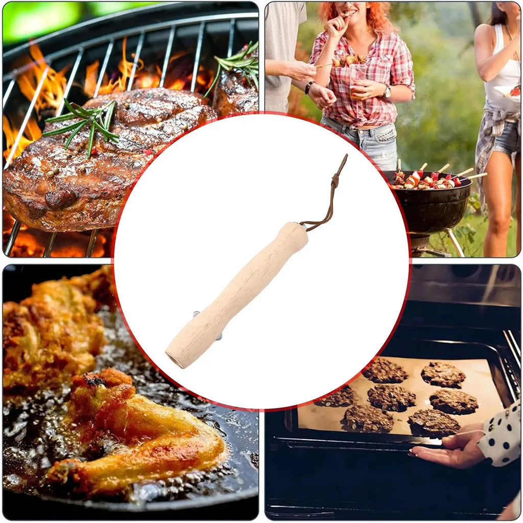 Hot Dog Roasting Fork BBQ Fork Extendable for Campfire for Fire Stainless Steel Wooden Handle 32 inch Skewer