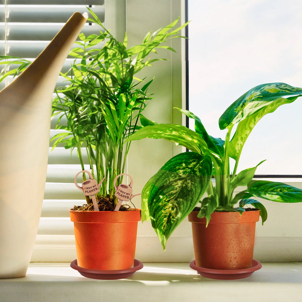 2 Pcs Small Plant Potted Plants Garden Markers Compact Stakes Mini Watering Can Pots Identification Labels Wooden