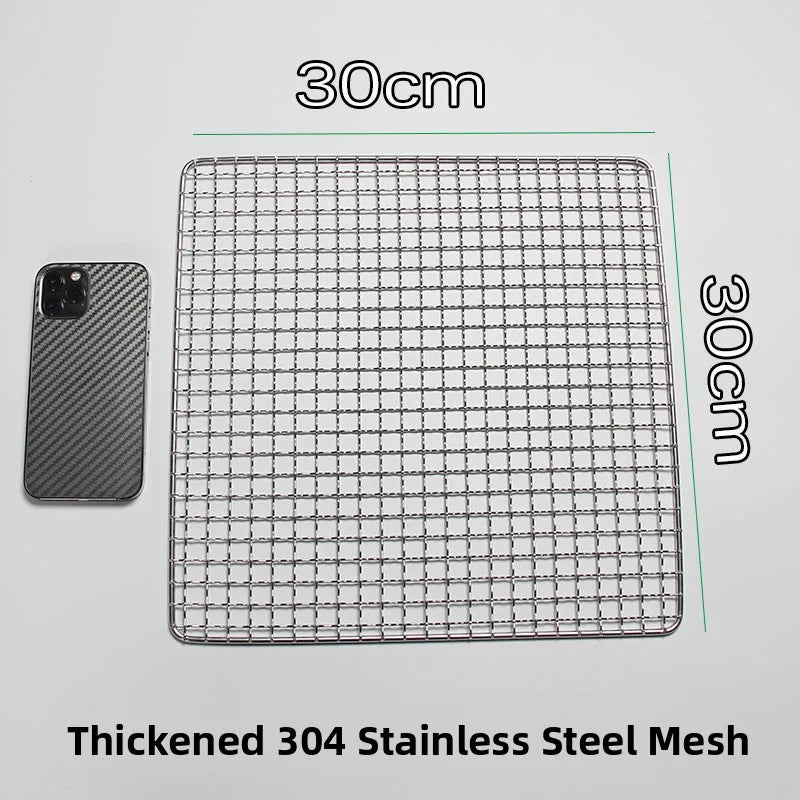 Thiened Rectangular Me BBQ ill Net 304 Stainl Steel Drng Net Barbecue Wire Me for Outdoor Kitchen Cooking Tools