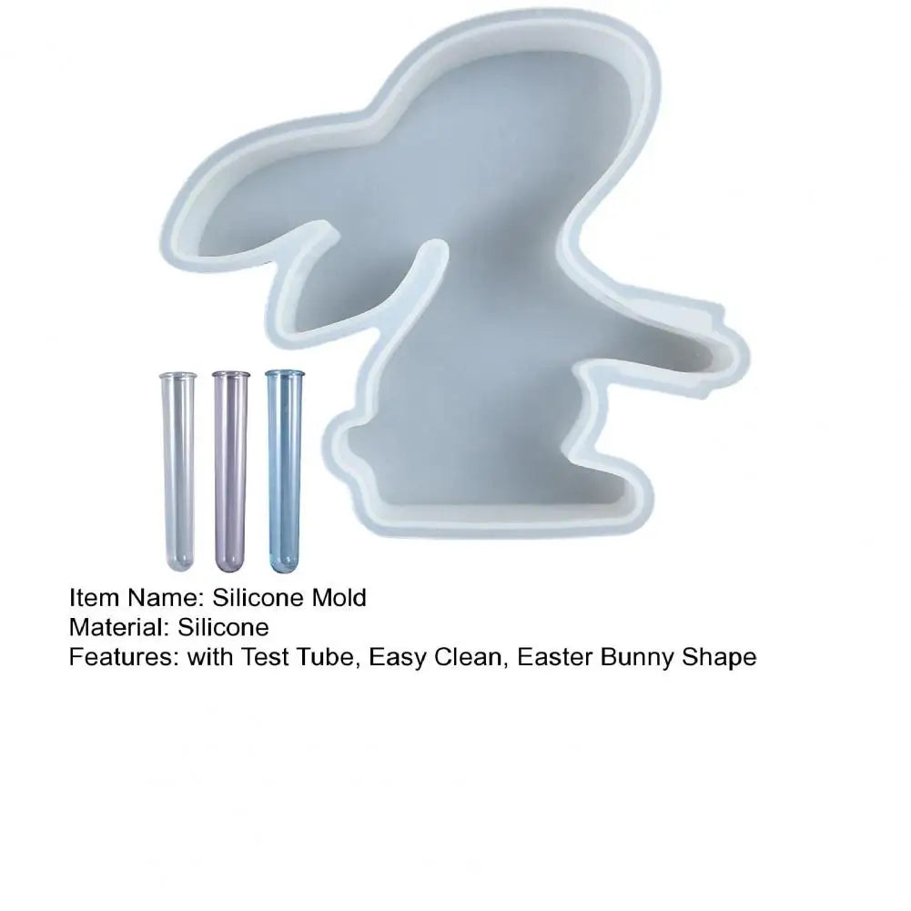 1 Pc Bunny Flower Vase Mold Easter DIY Resin Casting Kit with 3 Hydroponic Plants Test Tube Rabbit Propagation Station