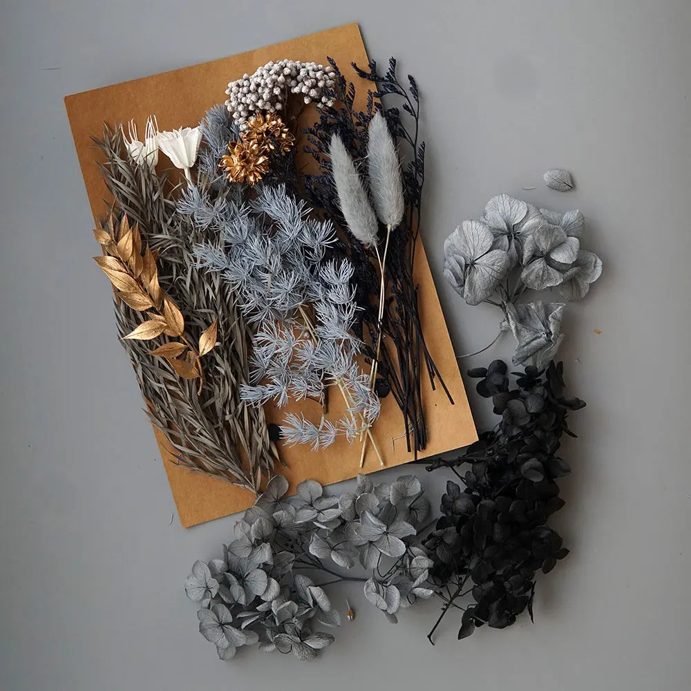 1 Pack Artificial Plants Dried Real Flowers Preserved Materials Epoxy Resin Candles DIY Floral Materials Hydrangea Set Flowers