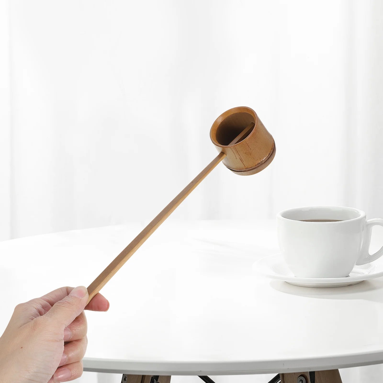 Long Handle Bamboo Water Scoop Kitchen Ladle Bath Salt Spoon Laundry Powder Dipper Flour Gadget Tea Ceremony Watering Can Bamboo