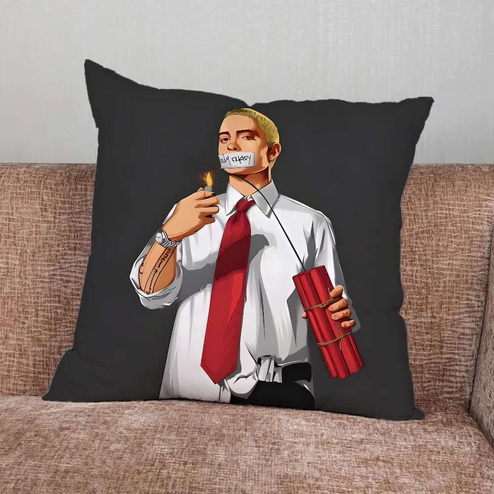 E-Eminem Rapper Pillow Case For Home Bedroom Car Office Decoration Living Room Sofa Cushion Cover Suitable