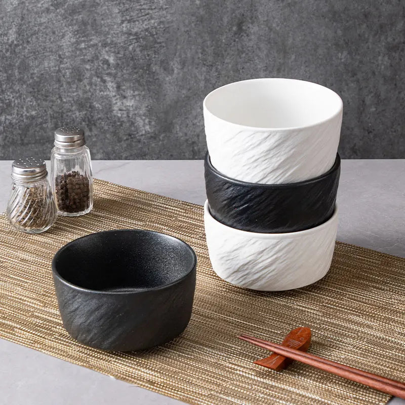 Ceramic Rice Bowls Household 6 Inch Stone Pattern Underglaze Colour Solid Dining Tableware Japanese New Round Breakfast Bowl