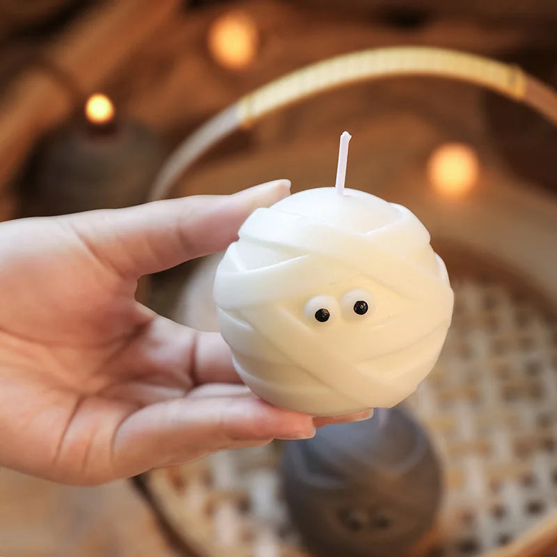 1pc Mummy Scented Candle Creative Bandage Shaped Candle Gift For Halloween Party Table Decorations Ornaments