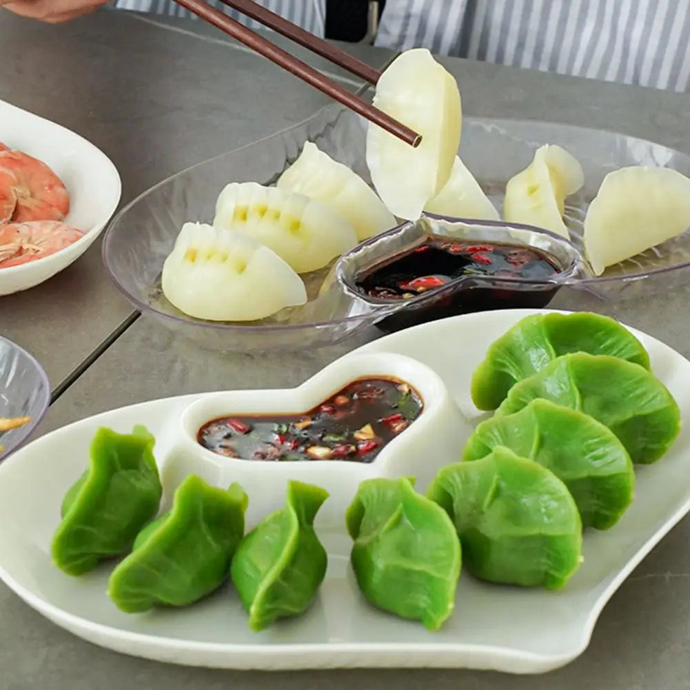 Dumpling Plate Divided Serving Platter Snack Fruit Plate Sushi Plates with Sauce Section Cheeses Serving Tray for Appetizer Taco