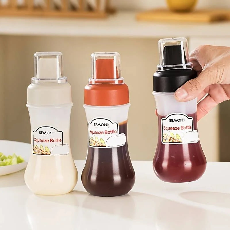 1/2/3pcs Squeeze Sauce Bottle Leak Proof Refillable Condiment Container For Salad Ketchup Honey Jam Squeeze Sauce Bottle Kitchen