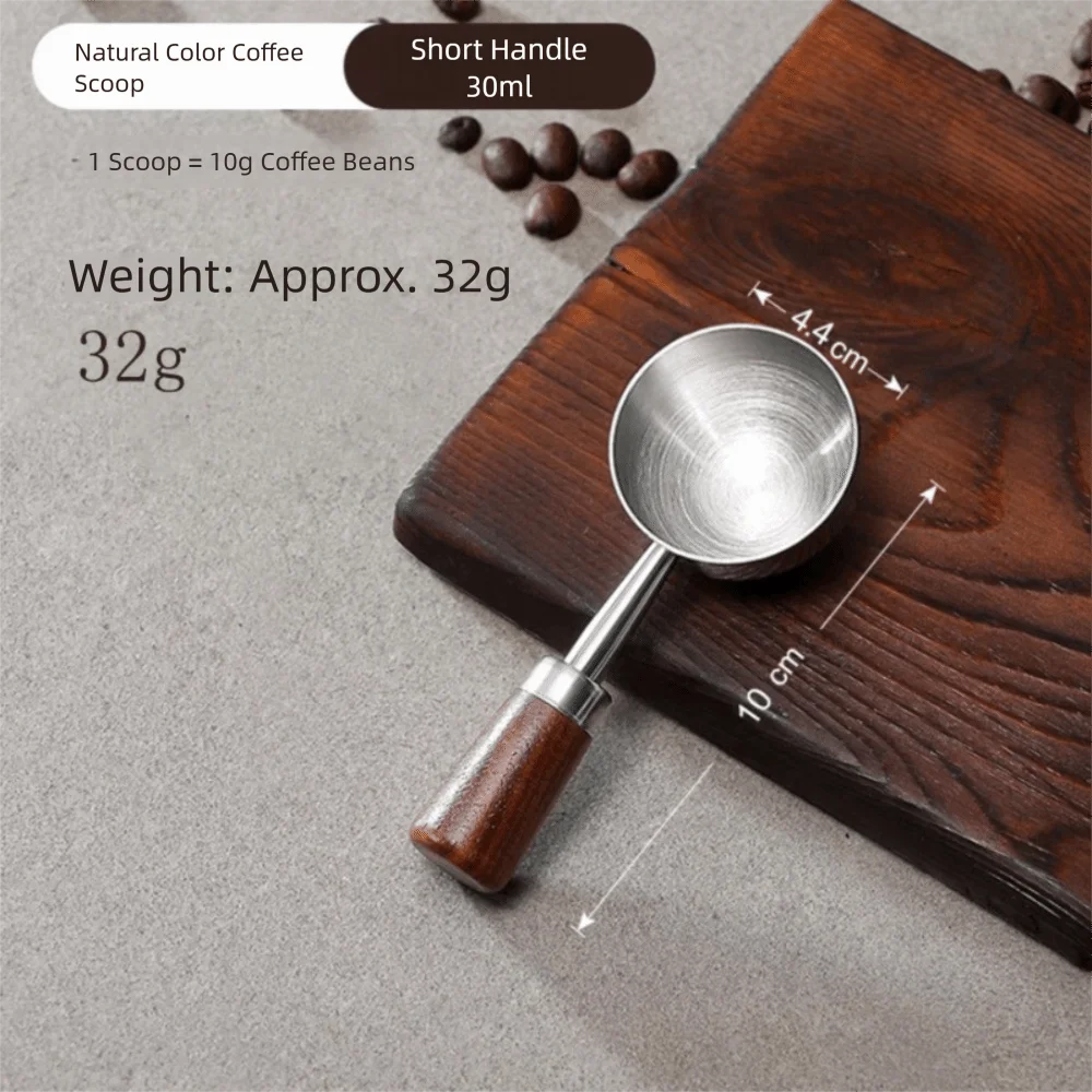 15/30ml Round Head Measuring Spoon Stainless Steel Wooden Handle Measuring Cup Measuring Accessory Home Kitchen Baking Tools
