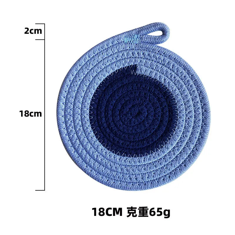 Colored Placemat Pastoral Style Thickened Insulation Cotton Linen Woven Table Mat Heat Resistant Anti Scalding Sand Pot Cup Mat
