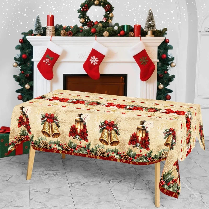 Christmas Santa Claus Tablecloth Plastic Rectangle Table Cover Party Decor for Home Kitchen Dinning Table Navidad Decorations