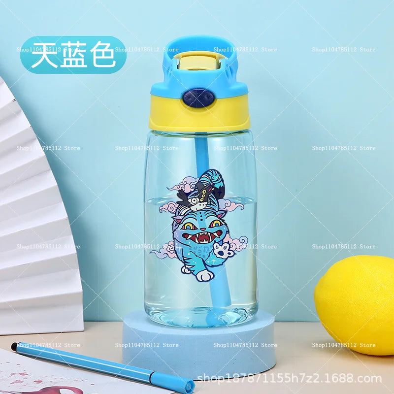 KPop Demon Hunters Drinking Glass Large Capacity Portable Plastic Mug Kids Cartoon Cute Sports Straw Drinking Cup Water Bottle
