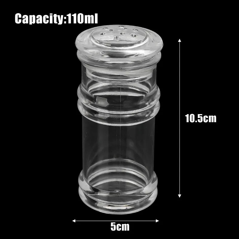 Clear Spice Jars Dispenser with Perforated Lid Salt Pepper Shaker Refillable Condiment Bottle Kitchen Seasoning Powder Container