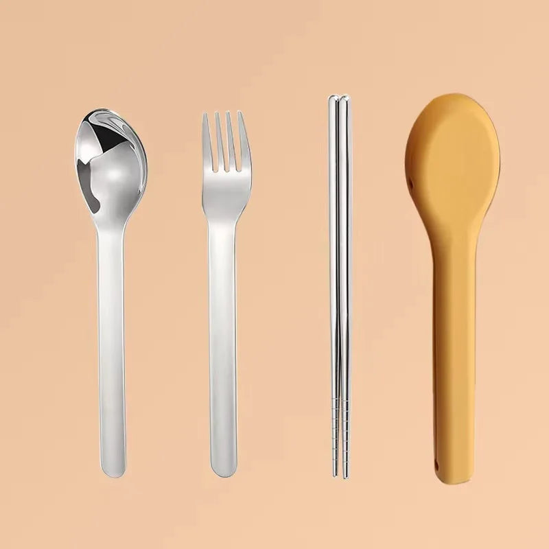 3-Piece Portable Flatware Pocket Utensils Set  Fork Spoon Knife Set with Case for Lunch Travel Camping School Work Picnics